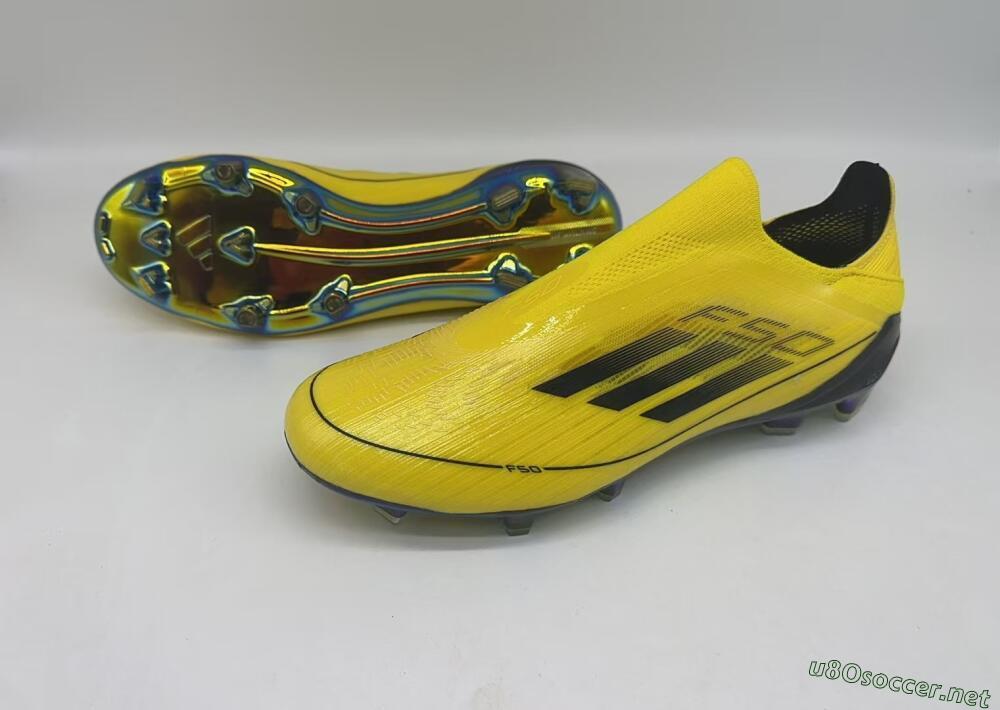 Men's Adidas F50 Elite Laceless FG Football Boots - Yellow/Black/Gold
