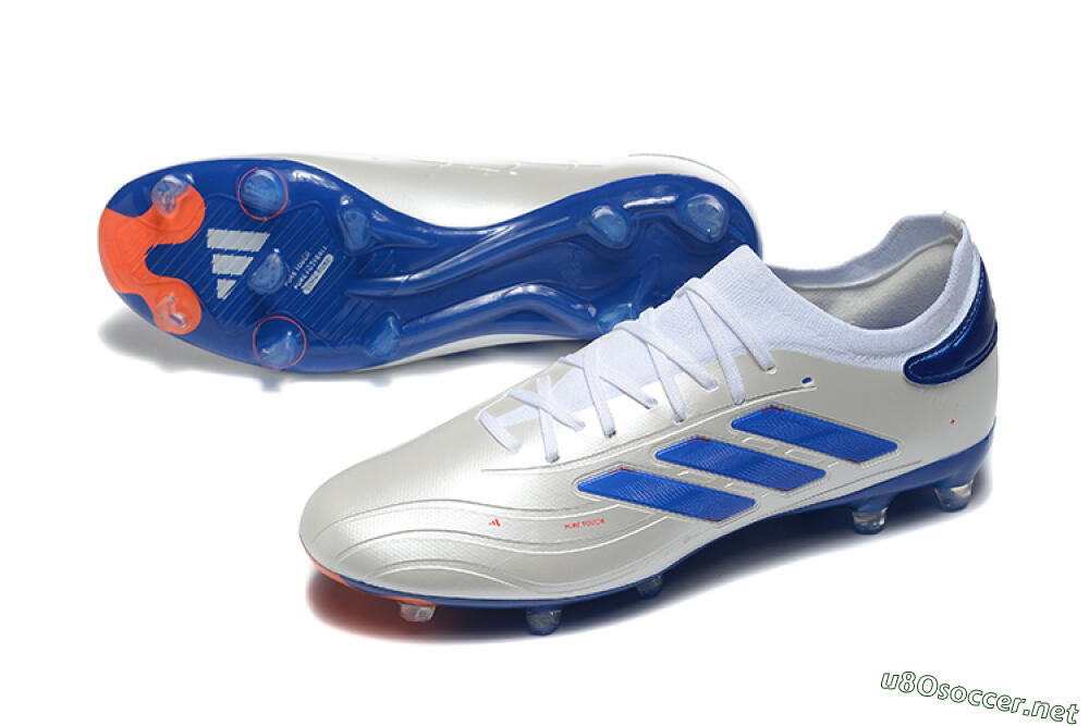 Men's Adidas Copa Pure 2 FG Football Boots - Silver/Blue/Red 3