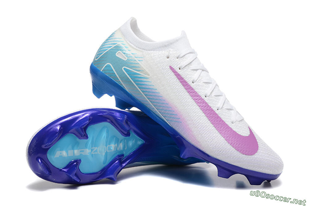 Men's Nike Air Zoom Mercurial Vapor 16 Elite FG Football Boots - White/Purple/Blue 4