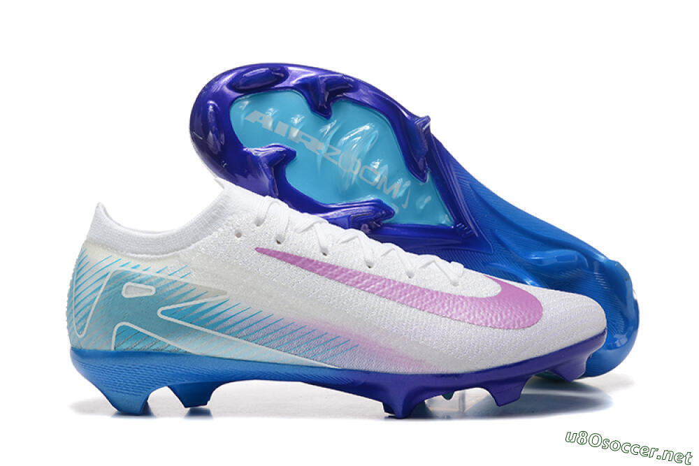 Men's Nike Air Zoom Mercurial Vapor 16 Elite FG Football Boots - White/Purple/Blue 2