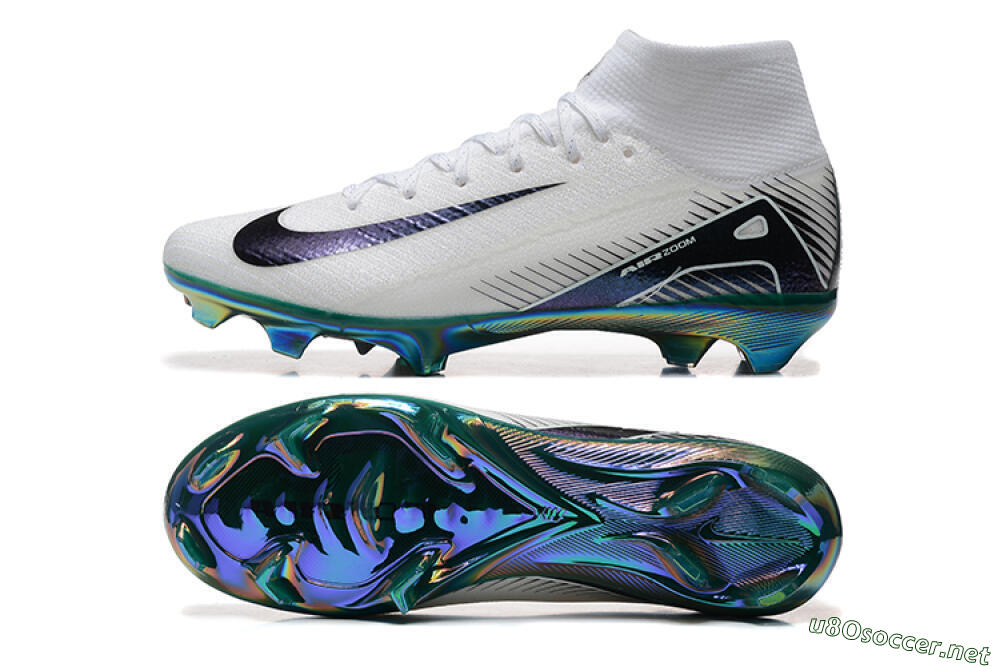 Unisex Nike Air Zoom Mercurial Superfly 10 Elite FG Football Boots - White/Blue/Gold 1