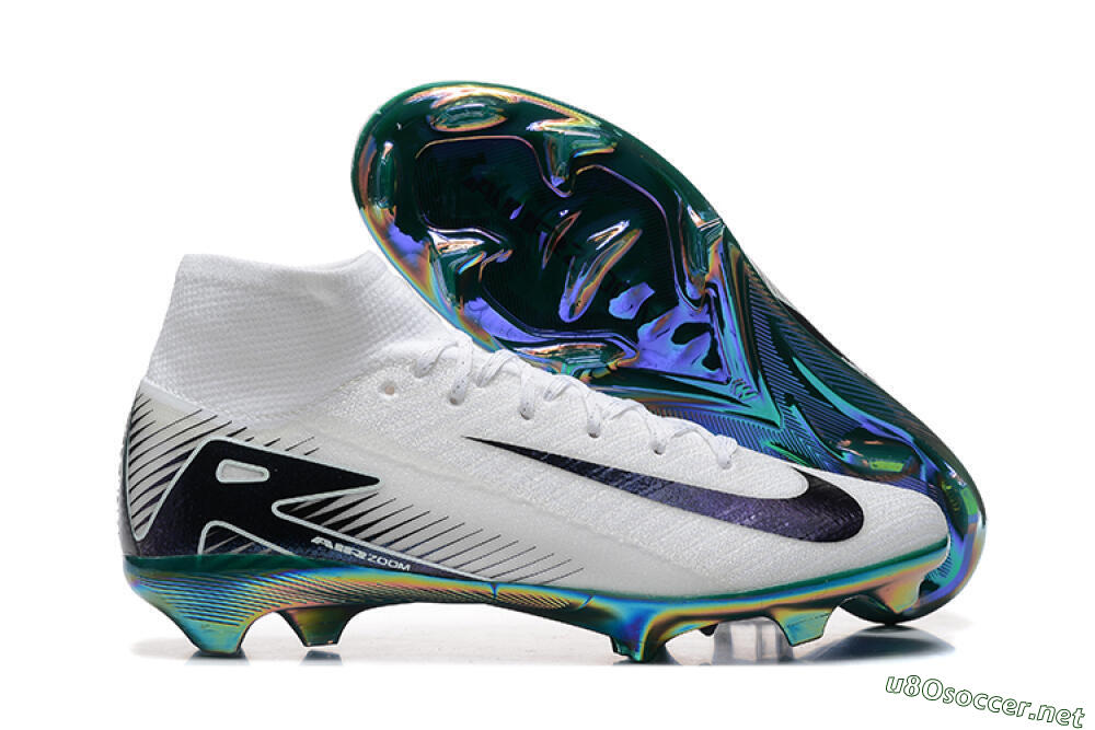 Unisex Nike Air Zoom Mercurial Superfly 10 Elite FG Football Boots - White/Blue/Gold 2