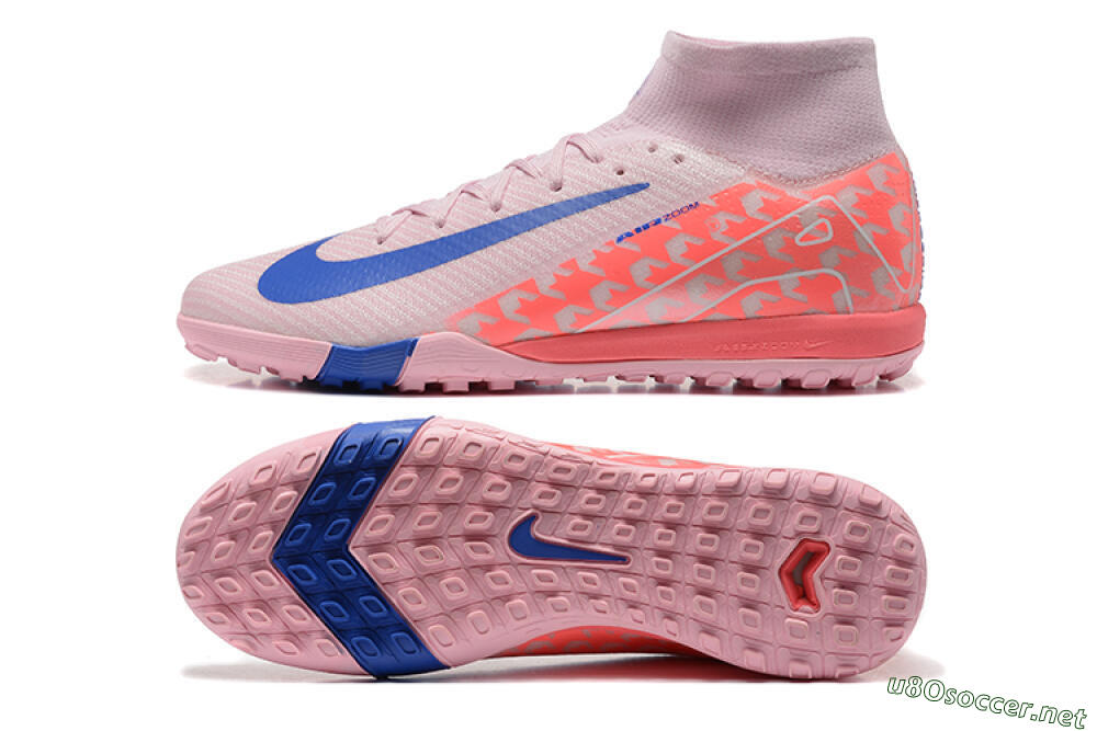 Unisex Nike Air Zoom Mercurial Superfly 10 Elite TF Football Shoes - Pink/Blue/White 1
