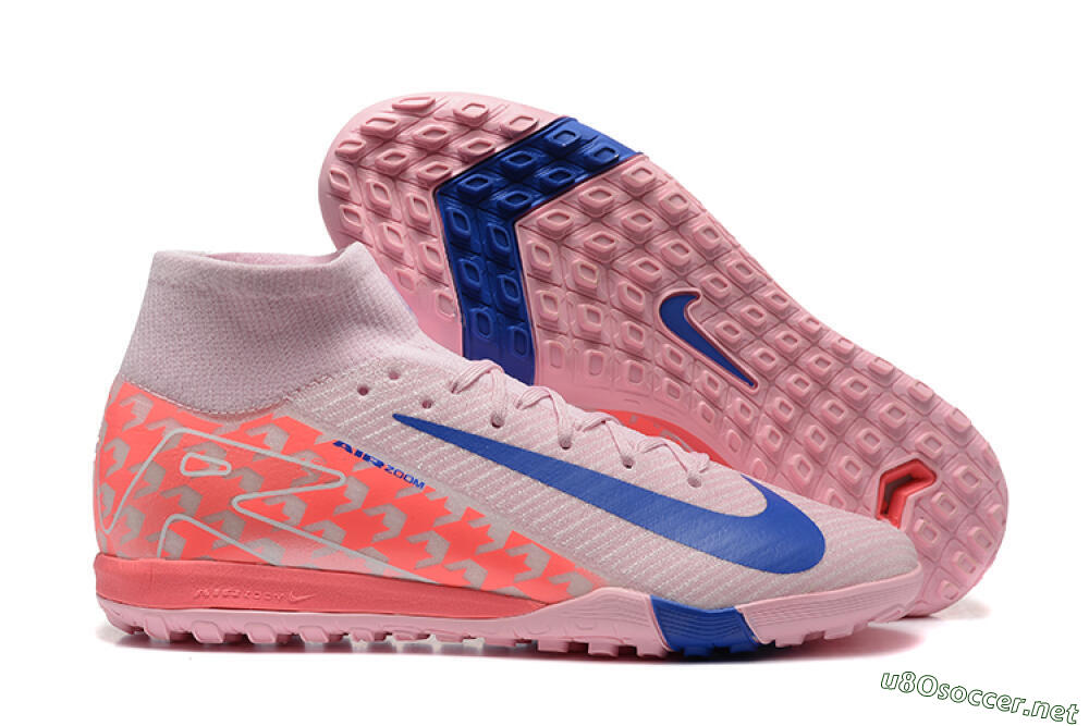 Unisex Nike Air Zoom Mercurial Superfly 10 Elite TF Football Shoes - Pink/Blue/White 2