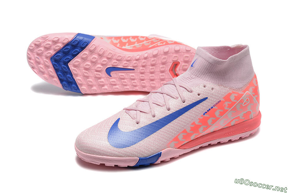 Unisex Nike Air Zoom Mercurial Superfly 10 Elite TF Football Shoes - Pink/Blue/White 3
