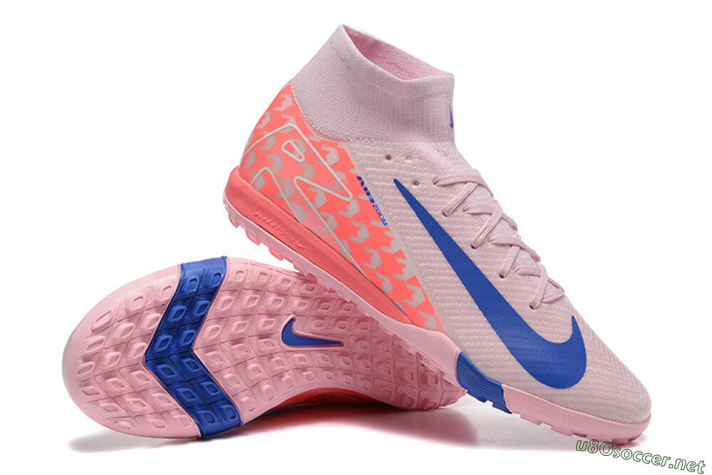 Unisex Nike Air Zoom Mercurial Superfly 10 Elite TF Football Shoes - Pink/Blue/White 4