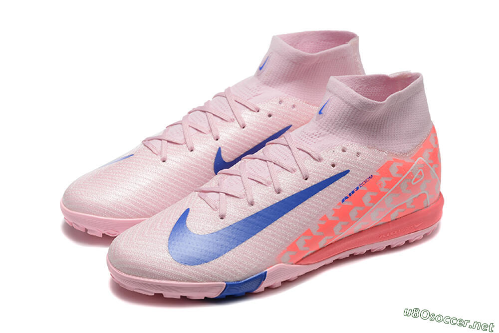 Unisex Nike Air Zoom Mercurial Superfly 10 Elite TF Football Shoes - Pink/Blue/White 5