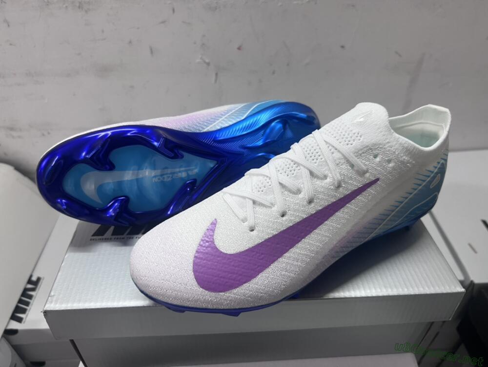 Men's Nike Air Zoom Mercurial Vapor 16 Elite FG Football Boots - White/Purple/Blue