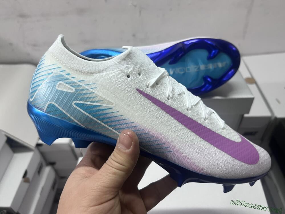 Men's Nike Air Zoom Mercurial Vapor 16 Elite FG Football Boots - White/Purple/Blue