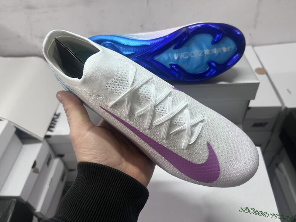 Men's Nike Air Zoom Mercurial Vapor 16 Elite FG Football Boots - White/Purple/Blue