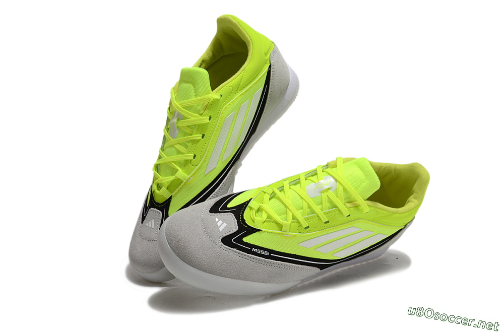 Men's Messi x Adidas F50 Elite IC Football Shoes - Yellow/Grey/Black 3