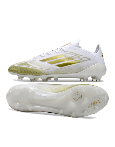 Men's Adidas F50 Elite AG Football Boots - White/Gold