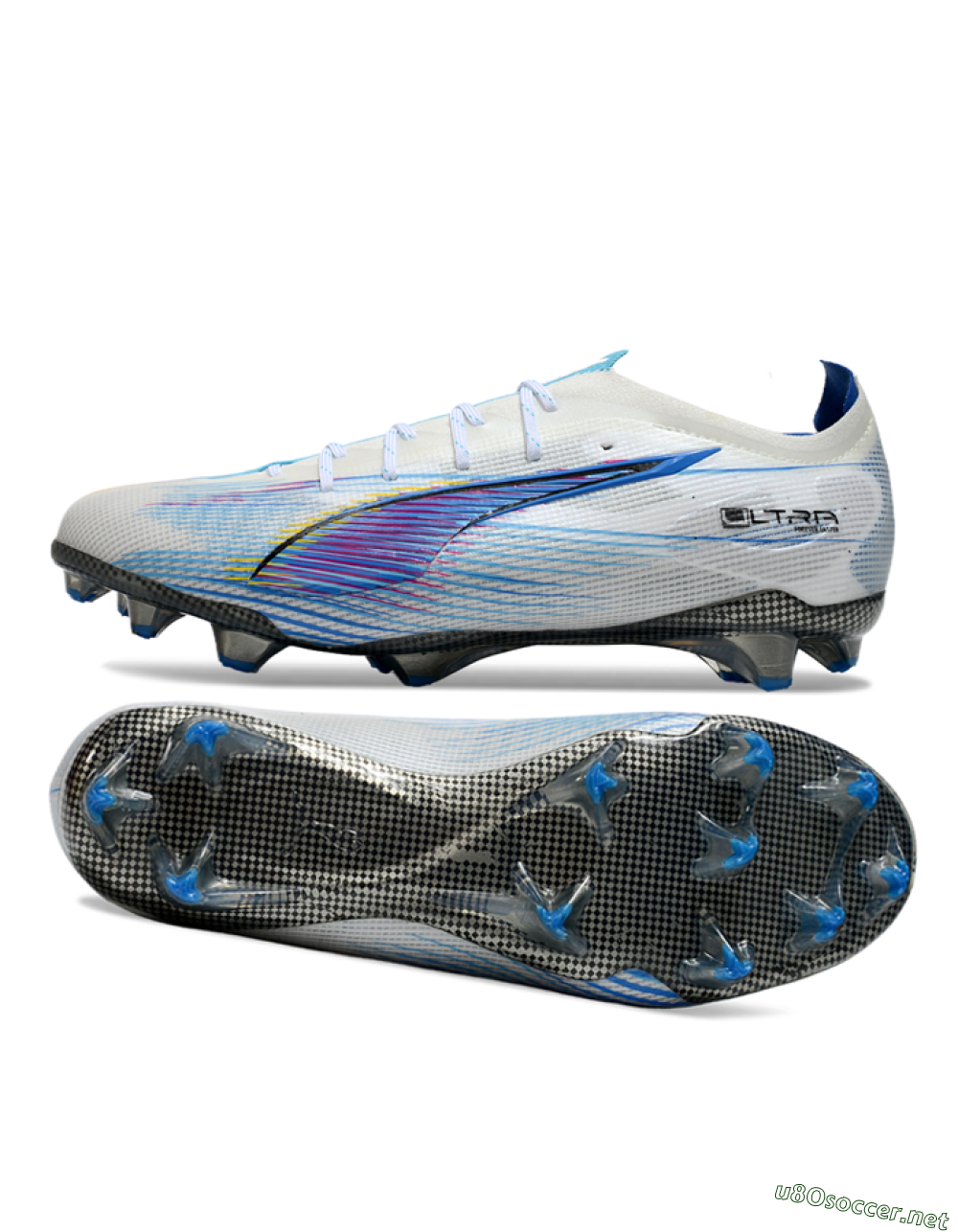 Men's Puma Ultra Ultimate FG Football Boots - Beige/Blue/Yellow 1