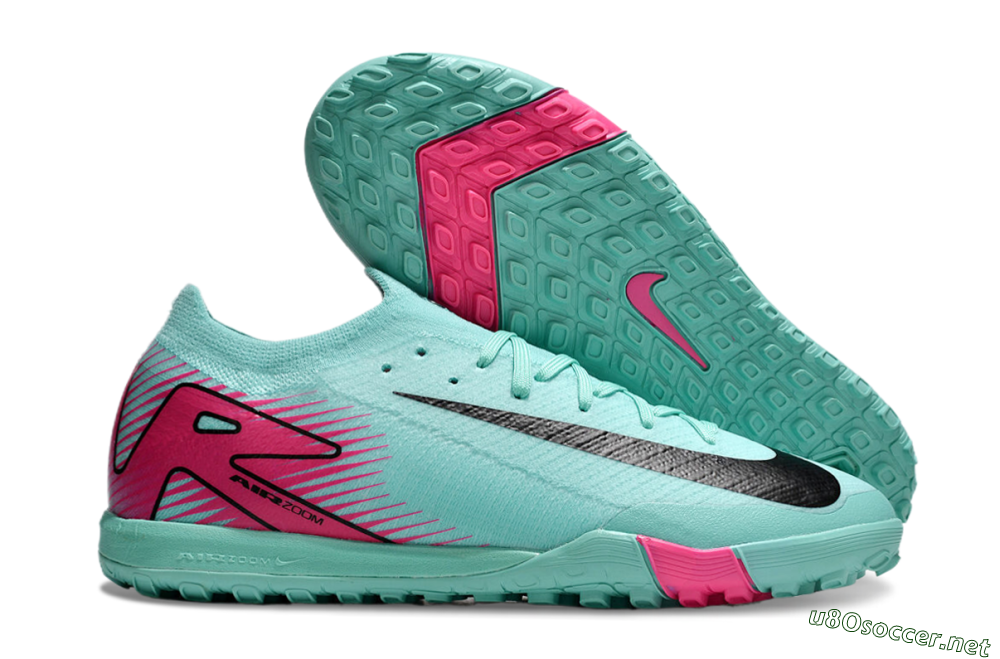 Men's Nike Air Zoom Mercurial Vapor 16 Elite TF Football Shoes - Jade/Black/Red 2