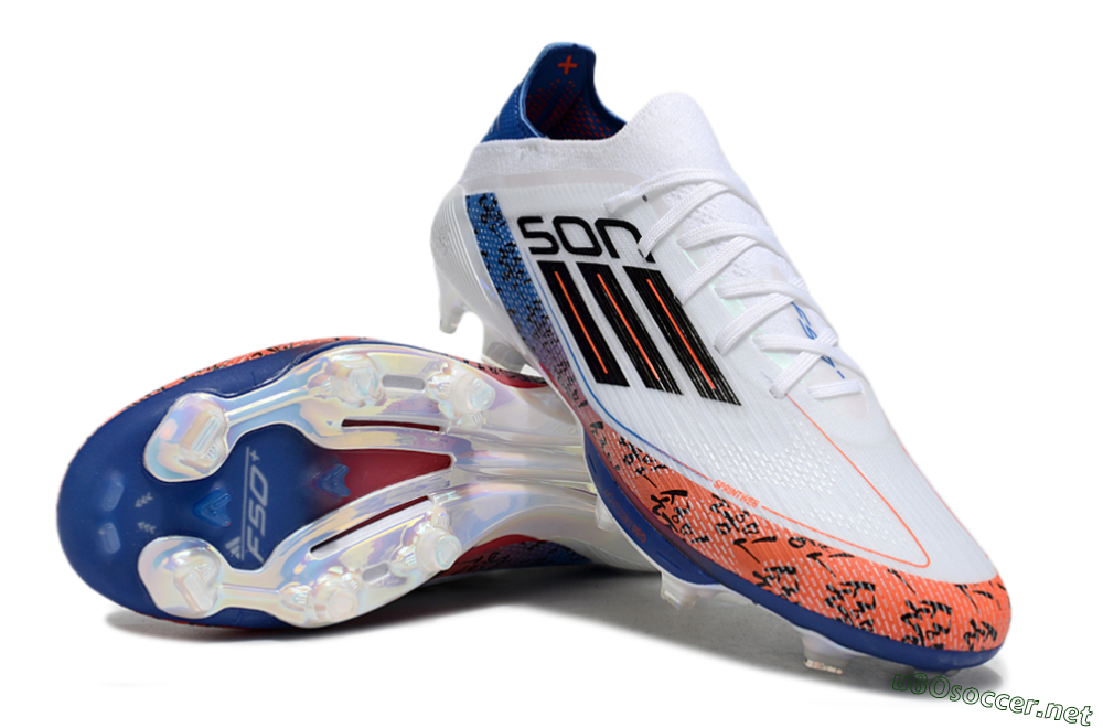 Men's Adidas F50 Elite Lightstrike Pro FG Football Boots - White/Orange/Blue 3