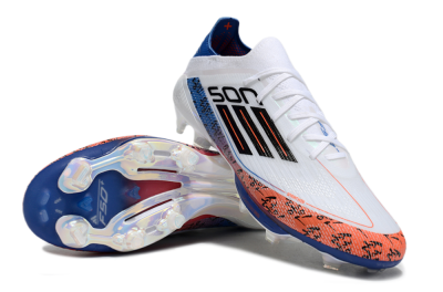 Men's Adidas F50 Elite Lightstrike Pro FG Football Boots - White/Orange/Blue