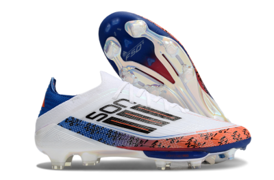 Men's Adidas F50 Elite Lightstrike Pro FG Football Boots - White/Orange/Blue