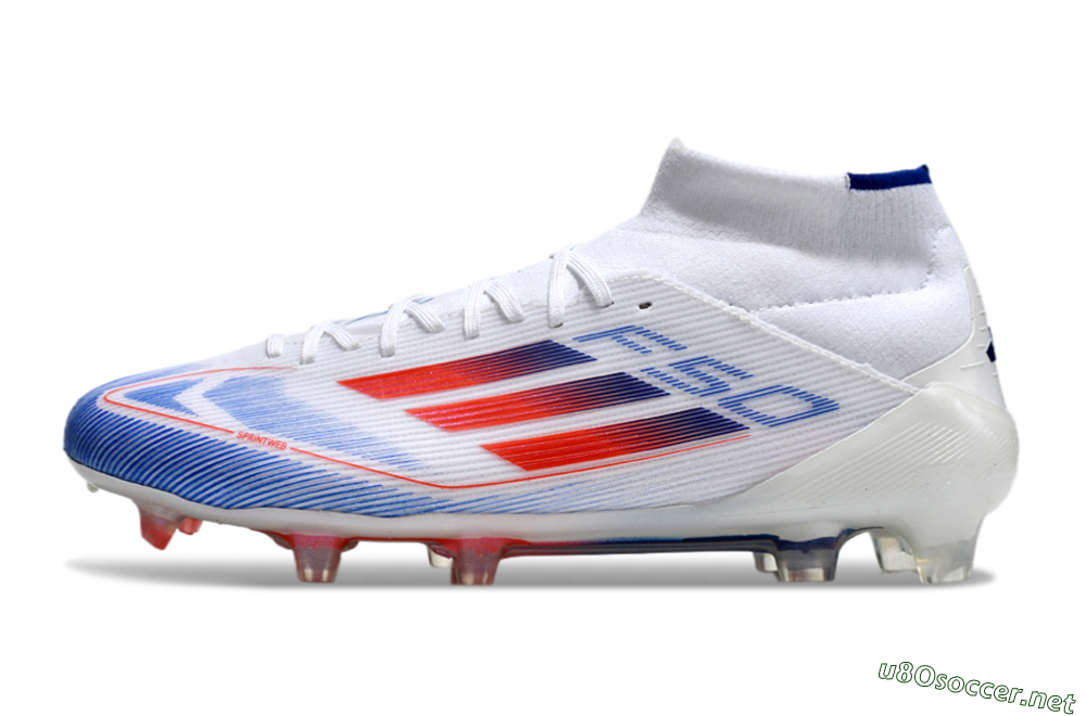 Men's Adidas F50 Elite Mid FG Football Boots - White/Blue/Red 0