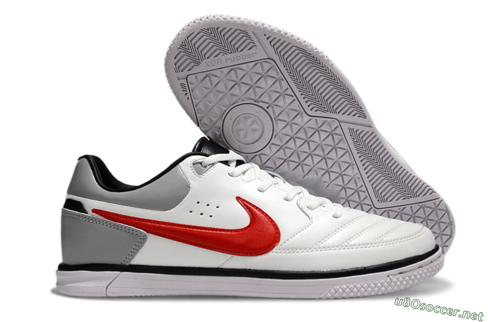 Men's Nike Street Gato IC Football Shoes - White/Red/Silver 2