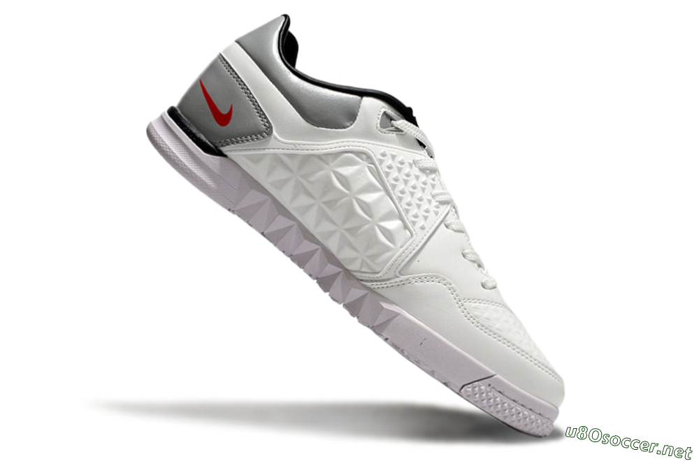 Men's Nike Street Gato IC Football Shoes - White/Red/Silver 4