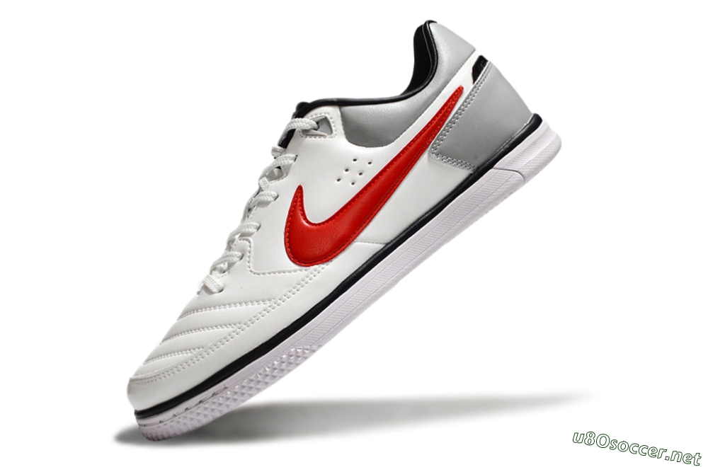 Men's Nike Street Gato IC Football Shoes - White/Red/Silver 5