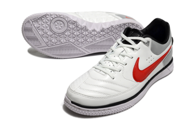 Men's Nike Street Gato IC Football Shoes - White/Red/Silver