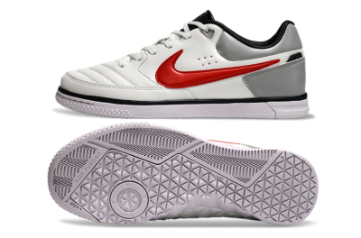 Men's Nike Street Gato IC Football Shoes - White/Red/Silver