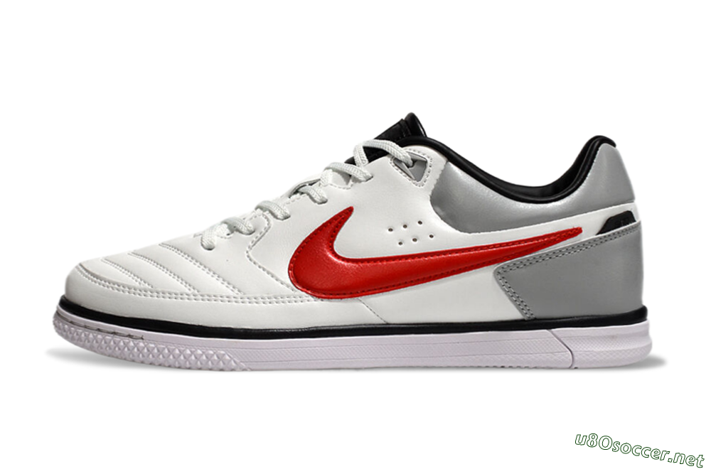 Men's Nike Street Gato IC Football Shoes - White/Red/Silver 0