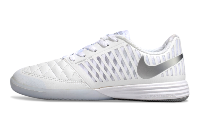 Men's Nike Lunar Gato 2 IC Football Shoes - Beige/Silver/White