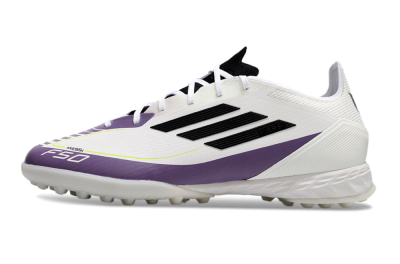 Unisex Adidas F50 Elite TF Football Shoes - White/Black/Purple
