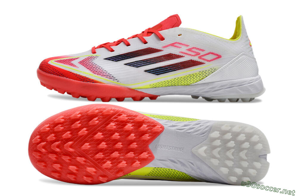 Men's Adidas F50 Elite TF Football Shoes - White/Red/Yellow 7