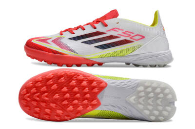 Men's Adidas F50 Elite TF Football Shoes - White/Red/Yellow