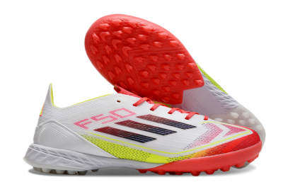 Men's Adidas F50 Elite TF Football Shoes - White/Red/Yellow