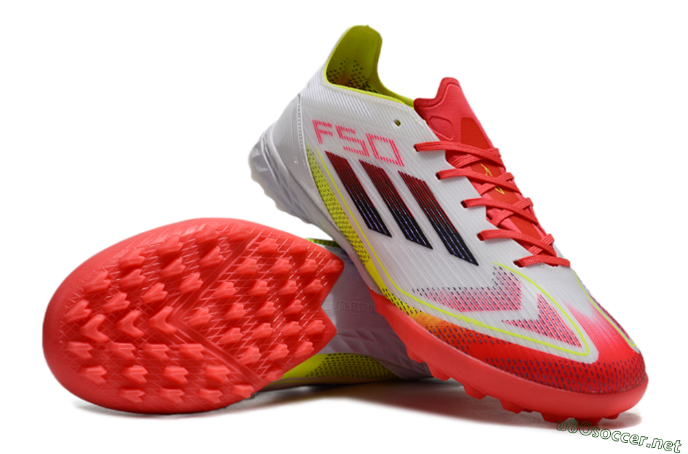 Men's Adidas F50 Elite TF Football Shoes - White/Red/Yellow 0