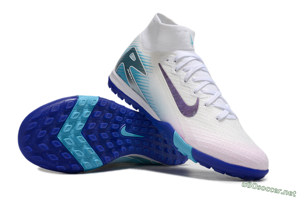 Unisex Nike Air Zoom Mercurial Superfly 10 Elite TF Football Shoes - White/Purple/Blue 1