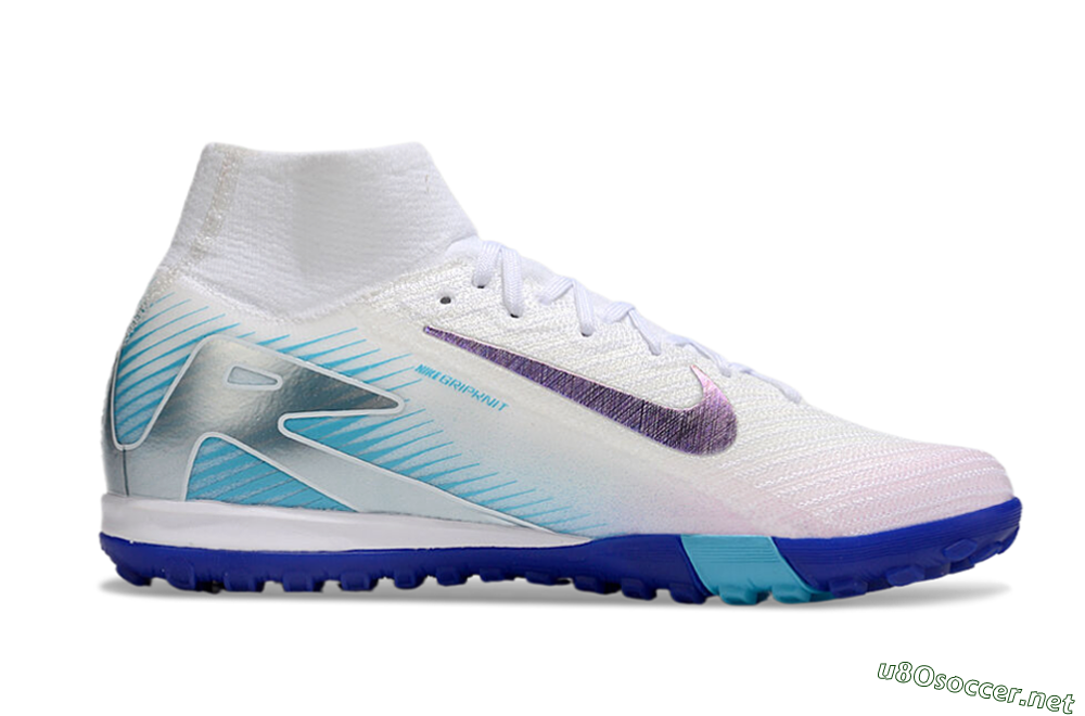 Unisex Nike Air Zoom Mercurial Superfly 10 Elite TF Football Shoes - White/Purple/Blue 5