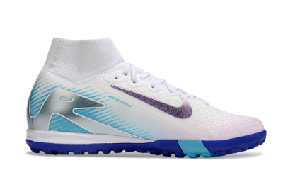 Unisex Nike Air Zoom Mercurial Superfly 10 Elite TF Football Shoes - White/Purple/Blue