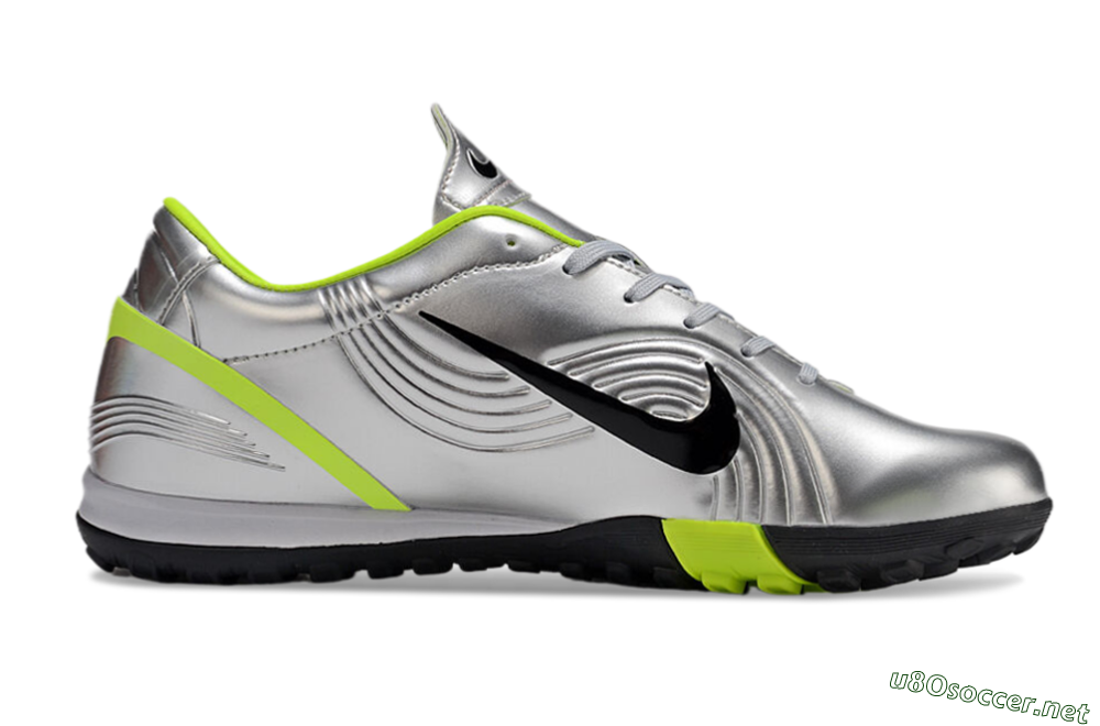 Unisex Nike Zoom Mercurial Vapor 1 Rgn SE TF Football Shoes - Silver/Black/Yellow 5