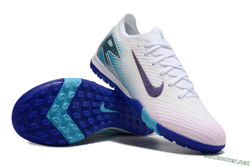 Unisex Nike Air Zoom Mercurial Vapor 16 Elite TF Football Shoes - White/Purple/Blue 1