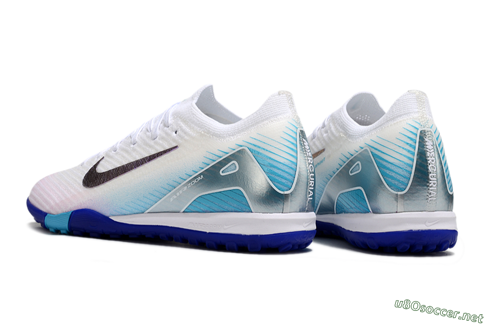 Unisex Nike Air Zoom Mercurial Vapor 16 Elite TF Football Shoes - White/Purple/Blue 4