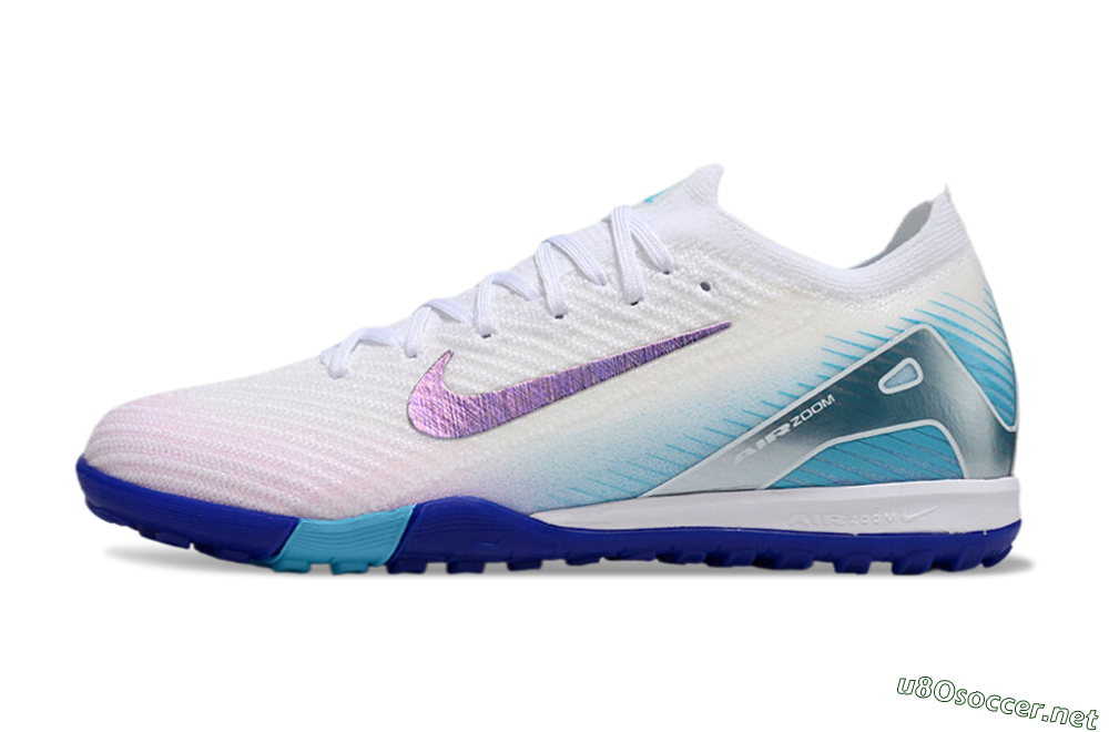 Unisex Nike Air Zoom Mercurial Vapor 16 Elite TF Football Shoes - White/Purple/Blue 0