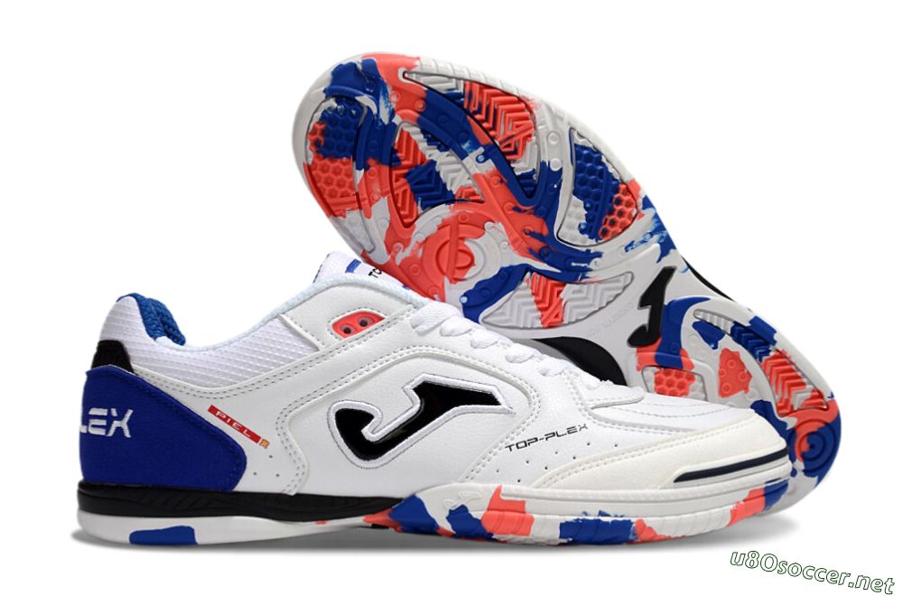 Men's Joma Top Flex IC Football Shoes - White/Red/Blue 2