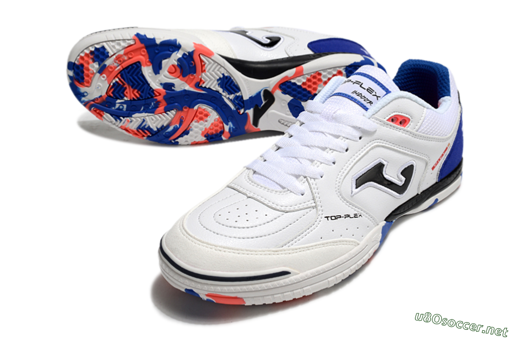 Men's Joma Top Flex IC Football Shoes - White/Red/Blue 3