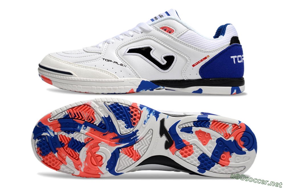 Men's Joma Top Flex IC Football Shoes - White/Red/Blue 1