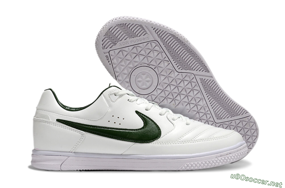 Men's Nike Street Gato IC Football Shoes - White/Green 2