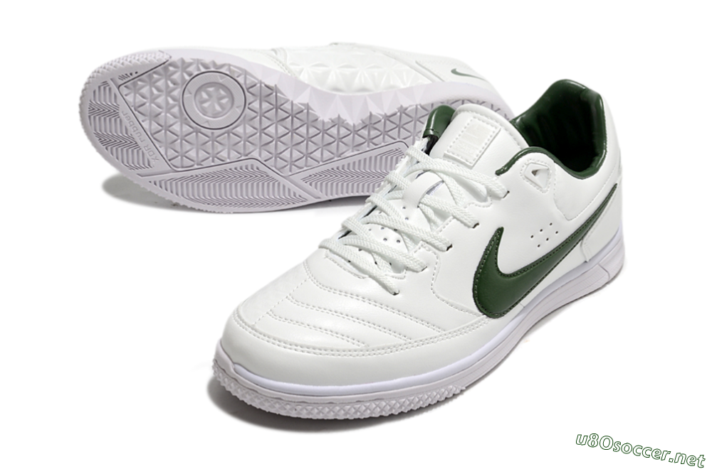 Men's Nike Street Gato IC Football Shoes - White/Green 3