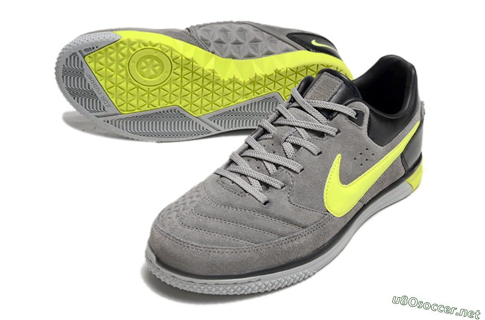 Men's Nike Street Gato IC Football Shoes - Grey/Yellow/Black 3