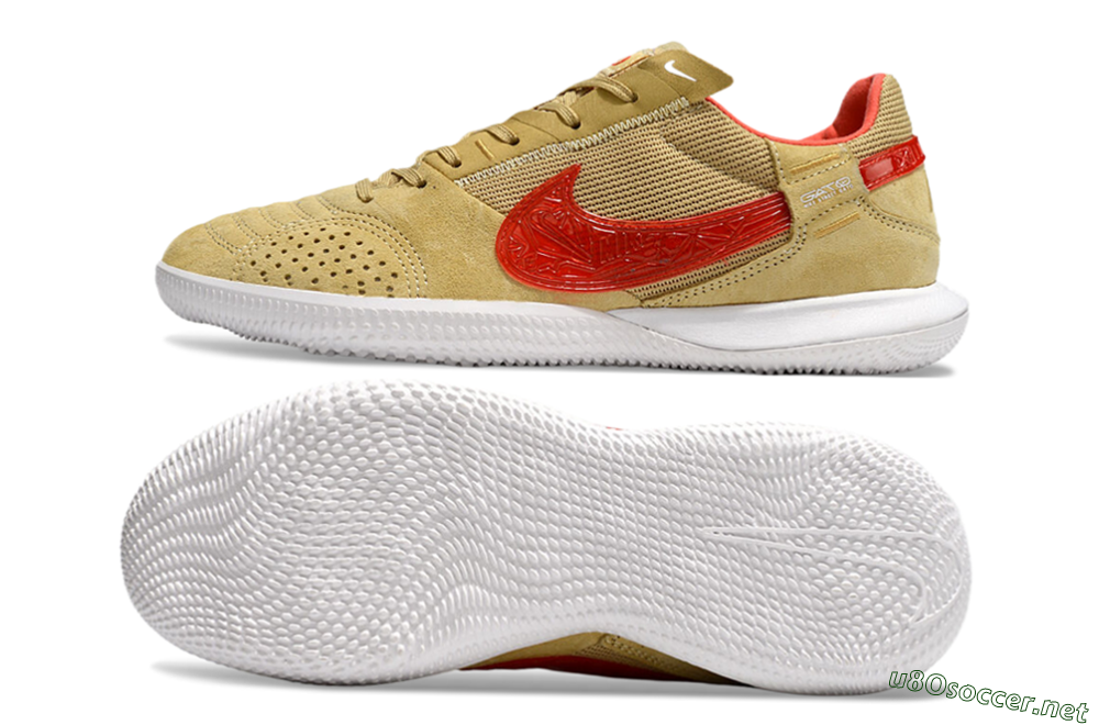 Men's Nike Street Gato IC Football Shoes - Khaki/Red/White 1