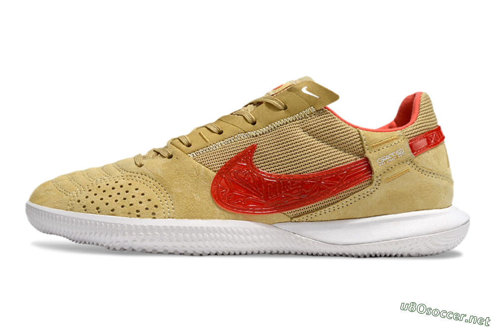 Men's Nike Street Gato IC Football Shoes - Khaki/Red/White 0