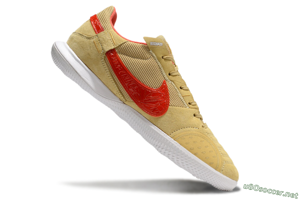 Men's Nike Street Gato IC Football Shoes - Khaki/Red/White 4